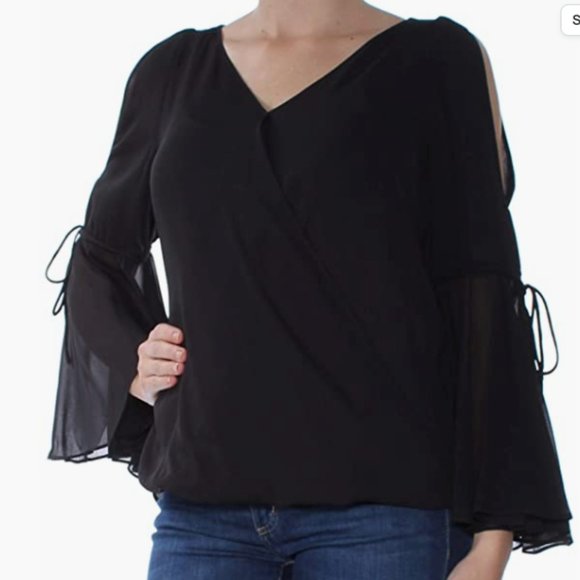 INC International Concepts Tops - NWT I-N-C Womens Cold Shoulder Knit Blouse Deep Black Womens Size XXL